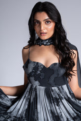 Rainy Sky - Black & Argent Grey Embroidered Anarkali